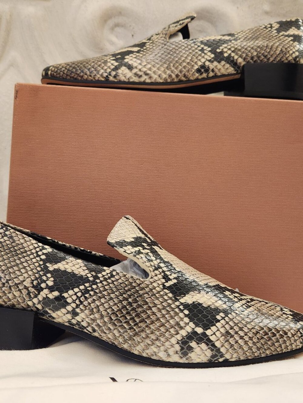 Via Spiga "Baudelaire Rocia" Snake print leather loafers. NIB. Size 7.5.